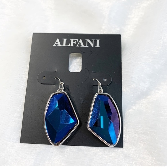 Alfani silver and brilliant blue drop earrings - Picture 2 of 3